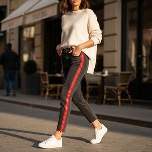 Levi’s Upcycled High Rise Raw Hem Crop Zipper Tuxedo‎ Sides Denim Jeans